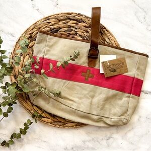 Rustic Swiss Army Carry-All Canvas & Leather Bag